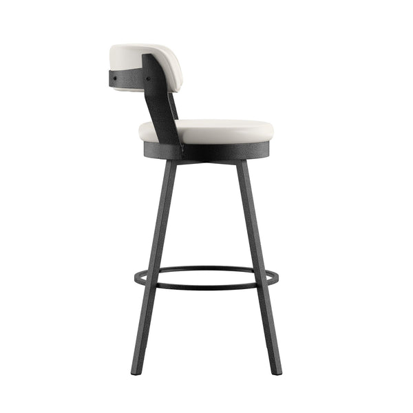 Lebata Faux Leather Swivel Barstools Set of 2 with Industrial Metal Frame