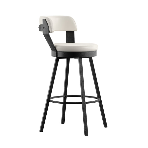 Lebata Faux Leather Swivel Barstools Set of 2 with Industrial Metal Frame