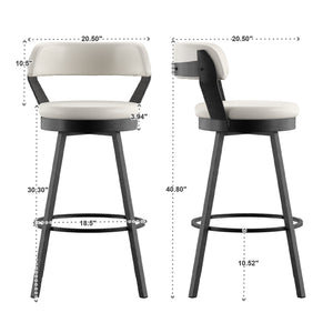 Lebata Faux Leather Swivel Barstools Set of 2 with Industrial Metal Frame