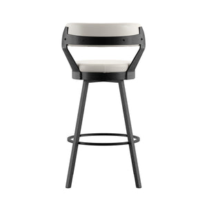 Lebata Faux Leather Swivel Barstools Set of 2 with Industrial Metal Frame