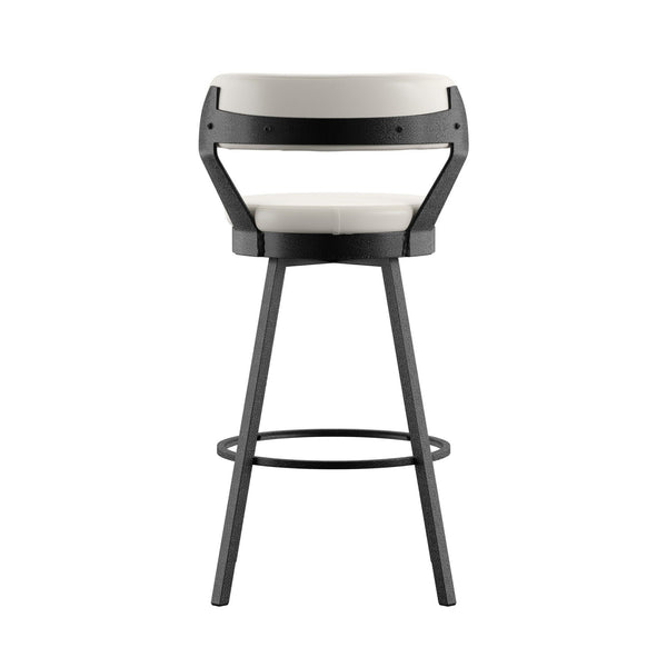 Lebata Faux Leather Swivel Barstools Set of 2 with Industrial Metal Frame