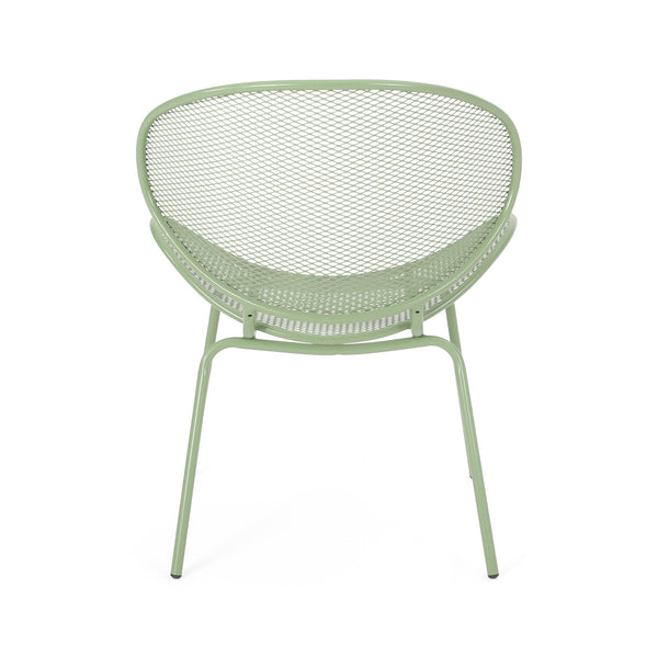 English Elm Christopher Knight Home® - ELBA Modern Iron Dining Chair with Slim Profile and Comfortable Seat — Durable, Stylish Accent Seating Green 65203.00GRN