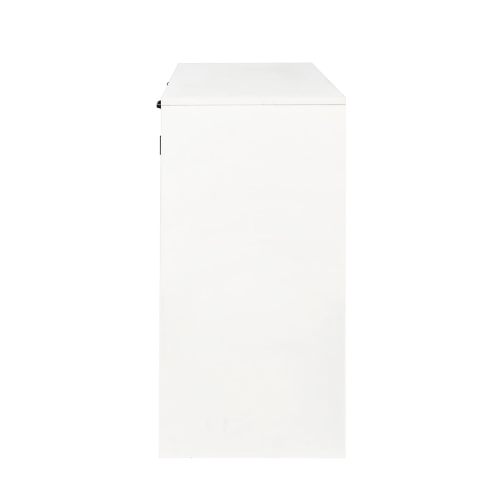 English Elm Laundry Cabinet with Tilt-Out Hamper, Adjustable Shelves & Doors, Freestanding White Storage Unit W331P280824