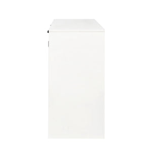 English Elm Laundry Cabinet with Tilt-Out Hamper, Adjustable Shelves & Doors, Freestanding White Storage Unit W331P280824