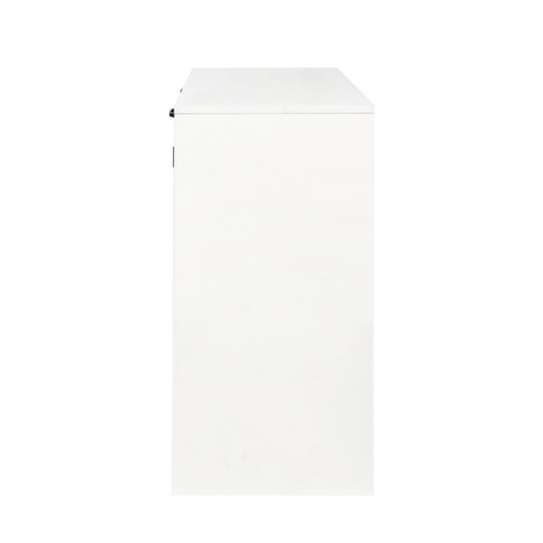 English Elm Laundry Cabinet with Tilt-Out Hamper, Adjustable Shelves & Doors, Freestanding White Storage Unit W331P280824