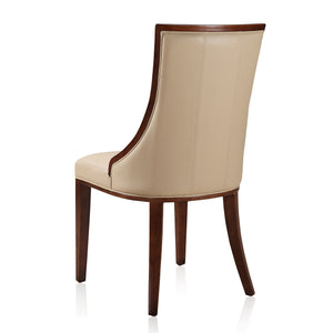 English Elm Fifth Avenue wood dining chair with walnut beech frame, plush stitched upholstery & velvet back, 300 lb capacity Cream B365P397806