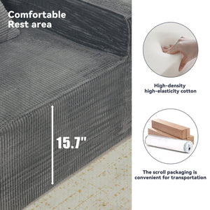 English Elm Floor Corduroy Convertible Couch Bed with CertiPUR-US Foam, Stain-Resistant Washable Cover, Dark Grey W3341P346288