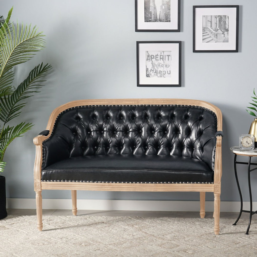 English Elm Chair Chesterfield Loveseat with Tufted Diamond Upholstery Nailhead Trim Birch Frame 60925.00PUMDNT