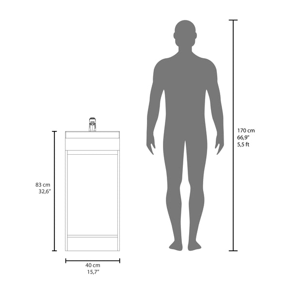 English Elm Kronos Blue Single Door Bathroom Vanity 33"W x 32"H Minimalist Melamine Design for Modern Baths B062S01388