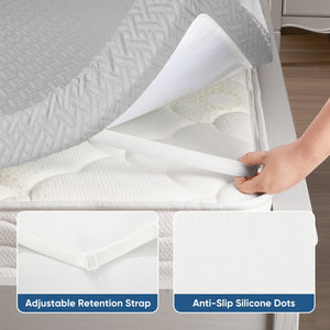 English Elm 3 3-Inch Gel Infused Memory Foam Mattress Topper Cal King Cooling Bamboo Cover Anti-Slip T3950P401150