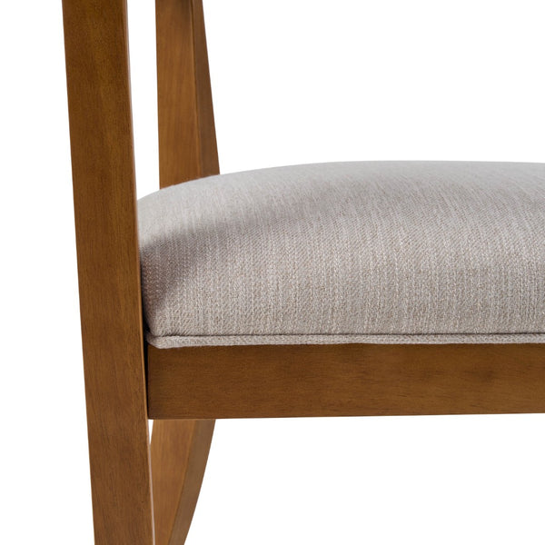 English Elm Wood Frame Upholstered Dining Chairs Set of 2 Curved Back Rubberwood Armrest Seating Beige,Walnut N768P389407W