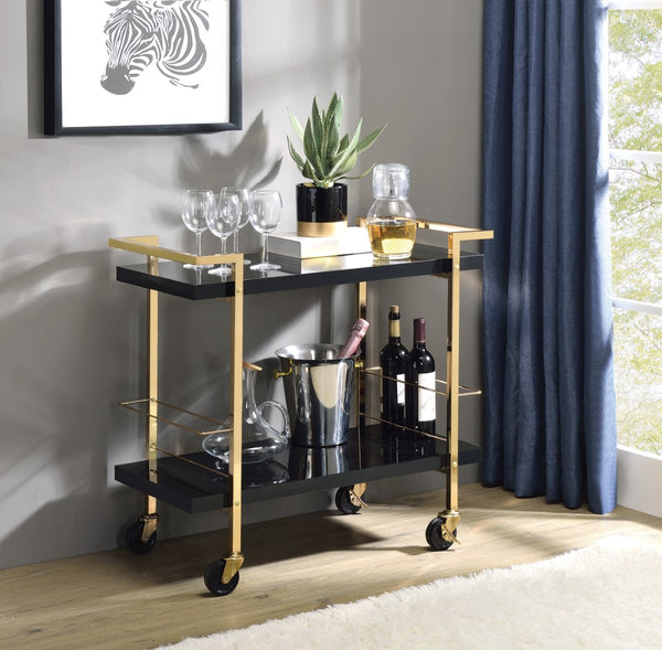 OSP Home Furnishings Alios Serving Cart Black/Gold