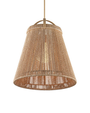 Currey & Company Parnell Medium White Pendant Light - Elegant Bell-shaped Design With Adjustable Chain For Versatile Style Natural Abaca Rope ,Wrought Iron ,Glass 9000-1303-currey-company