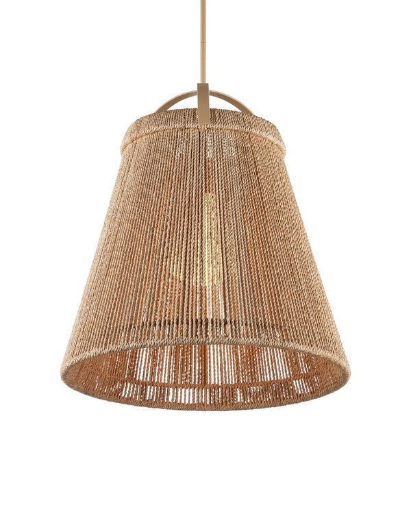 Currey & Company Parnell Medium White Pendant Light - Elegant Bell-shaped Design With Adjustable Chain For Versatile Style Natural Abaca Rope ,Wrought Iron ,Glass 9000-1303-currey-company