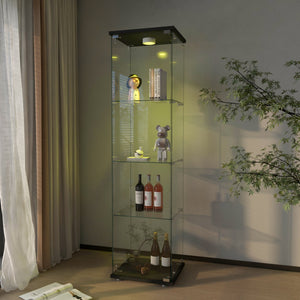English Elm Modern Glass Display Cabinet With Rgb Led Lights, Quick Assembly, 1-Door 4-Shelf Design For Any Space W241P242901