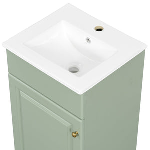 English Elm [video] Compact Sage Green Bathroom Vanity with Ceramic Sink Soft Close Cabinet N759P237932G