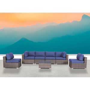 English Elm Fully Assembled 7-Piece Rattan Sectional Set With Plush Cushions For Ultimate Outdoor Comfort & Style B120S00183