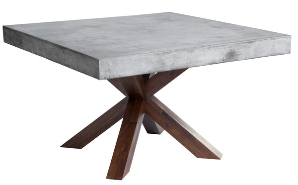 Sunpan Warwick Dining Table - Stylish Industrial Design with Concrete Top and Acacia Wood Base for Modern Spaces Square - 47.25W x 47.25D x 29.25H