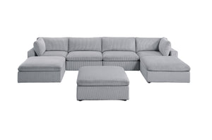 English Elm Dark Gray Modular 7-Piece Sectional Set With Soft Corduroy Upholstery For Cozy Living Spaces B011S01334