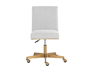 Sunpan Dean Office Chair - Modern Faux Leather Design with Stylish Stainless Steel Base for Effortless Elegance Brushed Brass / Ernst Silverstone