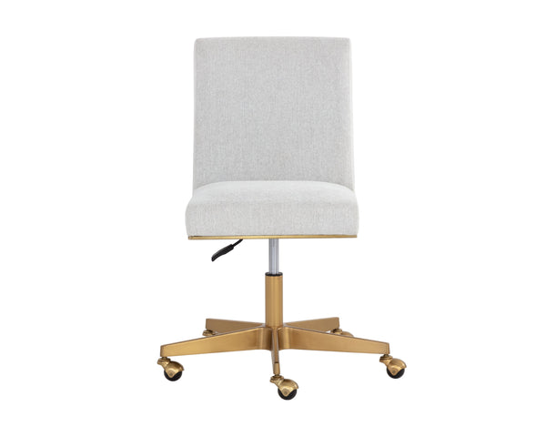 Sunpan Dean Office Chair - Modern Faux Leather Design with Stylish Stainless Steel Base for Effortless Elegance Brushed Brass / Ernst Silverstone