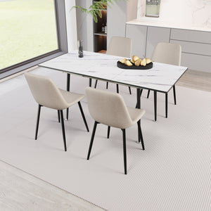 English Elm 47"-63" Extendable Mdf Dining Table Set For 2-6, Chic Beige Chairs, Modern Style, Space-Saving Design W2189S00205