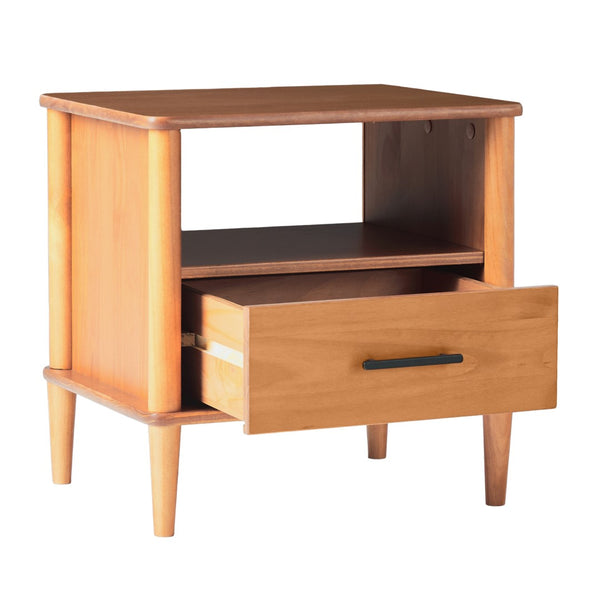 Spindle Mid-century Modern Nightstand with Drawer and Open Cubby for Stylish Storage Solutions