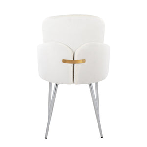 English Elm Dahlia Modern Dining Chairs Set Of 2 - Cream Velvet With Chrome & Gold Accents For Stylish Dining B202S01203