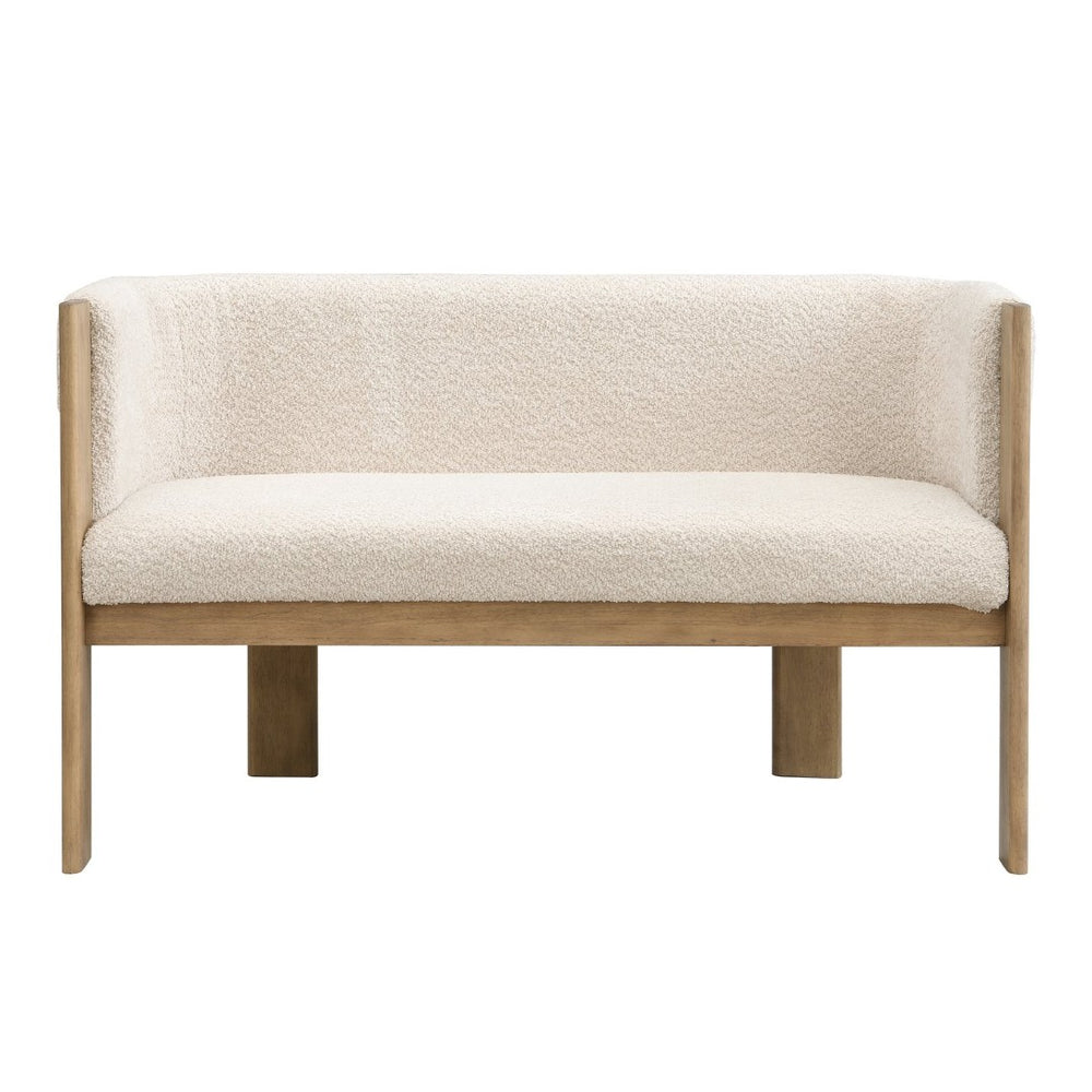English Elm 48.5" Compact Track Arm Loveseat Rubberwood Frame Polyester Upholstery Studio Sofa Almond,Natural Ash N771P384798V