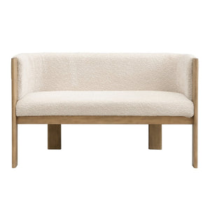 English Elm 48.5" Compact Track Arm Loveseat Rubberwood Frame Polyester Upholstery Studio Sofa Almond,Natural Ash N771P384798V