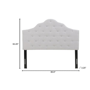 English Elm Christopher Knight Home® - Tufted Cloud-Shaped Upholstered Headboard Queen with Button Detail, Tall Solid Wood Frame & Metal Legs LIGHT GREY 59024.00LGRY