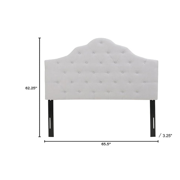 English Elm Christopher Knight Home® - Tufted Cloud-Shaped Upholstered Headboard Queen with Button Detail, Tall Solid Wood Frame & Metal Legs LIGHT GREY 59024.00LGRY