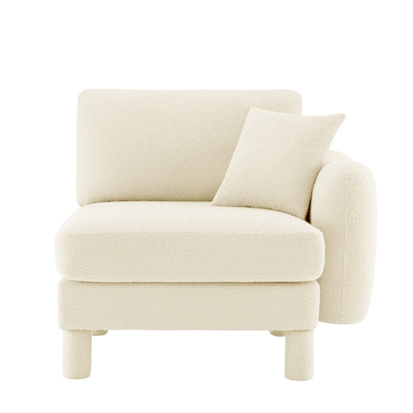 English Elm Lucas Boucle Upholstered Sofa with Curved Arms and Toss Pillows for Modern Living W3041P337282