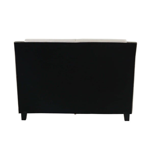 English Elm CAL-KING Faux Leather Bed in White & Grey, Upholstered Headboard 46"H, Wood Frame, Modern Luxe Finish B089S00124