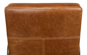 Sarreid Beverly Hills Chair - Luxurious Cuba Brown Top Grain Leather With Elegant Bronze Metal Accents Brown  28890