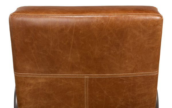 Sarreid Beverly Hills Chair - Luxurious Cuba Brown Top Grain Leather With Elegant Bronze Metal Accents Brown  28890