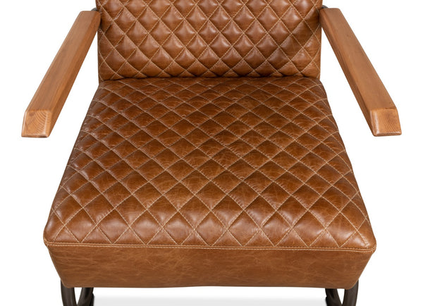 Sarreid Beverly Hills Chair - Luxurious Cuba Brown Top Grain Leather With Elegant Bronze Metal Accents Brown  28890
