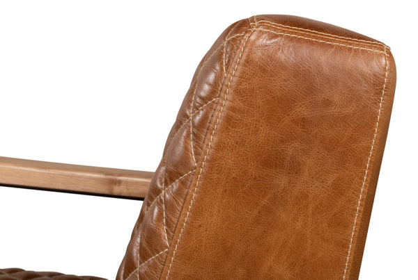 Sarreid Beverly Hills Chair - Luxurious Cuba Brown Top Grain Leather With Elegant Bronze Metal Accents Brown  28890