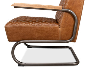 Sarreid Beverly Hills Chair - Luxurious Cuba Brown Top Grain Leather With Elegant Bronze Metal Accents Brown  28890