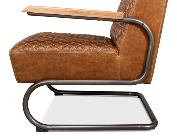 Sarreid Beverly Hills Chair - Luxurious Cuba Brown Top Grain Leather With Elegant Bronze Metal Accents Brown  28890