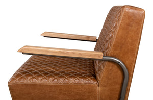 Sarreid Beverly Hills Chair - Luxurious Cuba Brown Top Grain Leather With Elegant Bronze Metal Accents Brown  28890