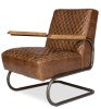 Sarreid Beverly Hills Chair - Luxurious Cuba Brown Top Grain Leather With Elegant Bronze Metal Accents Brown  28890