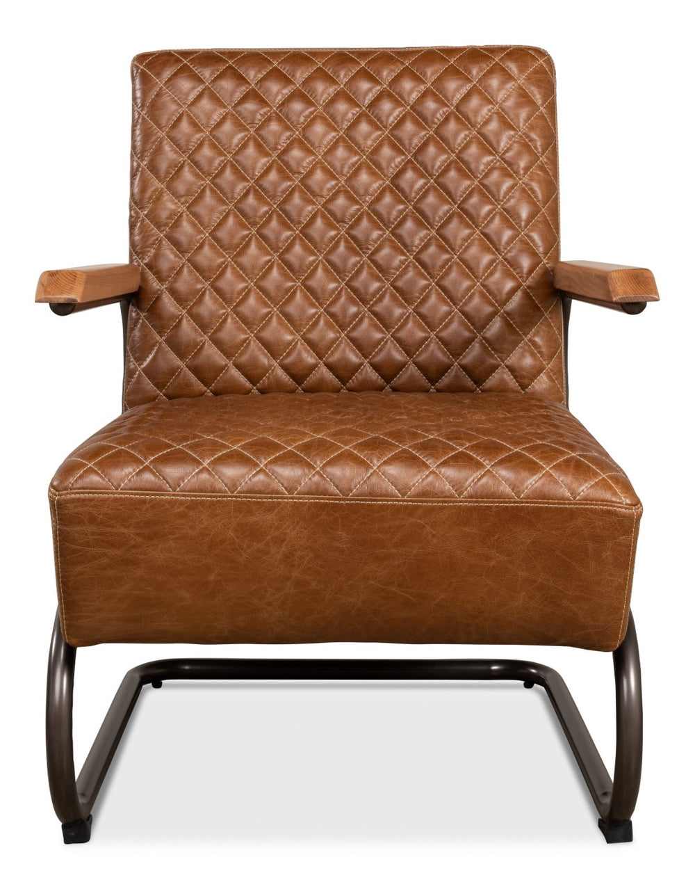 Sarreid Beverly Hills Chair - Luxurious Cuba Brown Top Grain Leather With Elegant Bronze Metal Accents Brown  28890