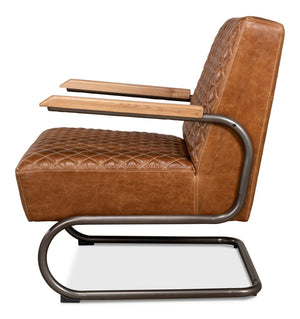 Sarreid Beverly Hills Chair - Luxurious Cuba Brown Top Grain Leather With Elegant Bronze Metal Accents Brown  28890