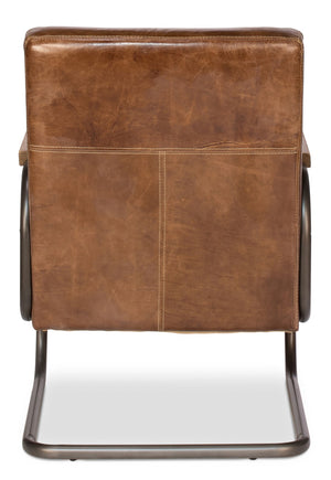 Sarreid Beverly Hills Chair - Luxurious Cuba Brown Top Grain Leather With Elegant Bronze Metal Accents Brown  28890