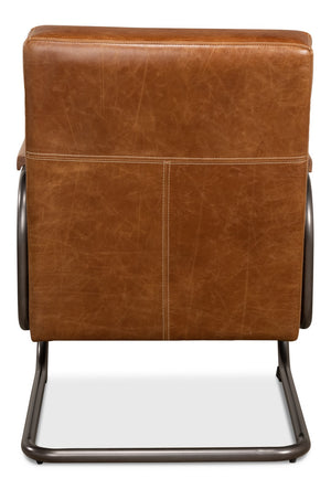 Sarreid Beverly Hills Chair - Luxurious Cuba Brown Top Grain Leather With Elegant Bronze Metal Accents Brown  28890