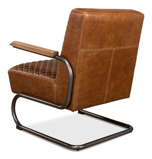 Sarreid Beverly Hills Chair - Luxurious Cuba Brown Top Grain Leather With Elegant Bronze Metal Accents Brown  28890