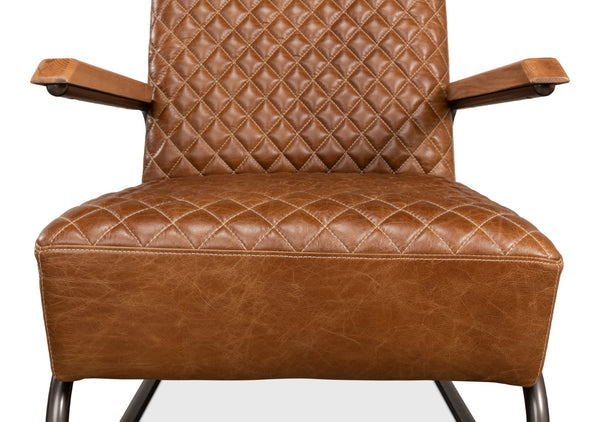 Sarreid Beverly Hills Chair - Luxurious Cuba Brown Top Grain Leather With Elegant Bronze Metal Accents Brown  28890