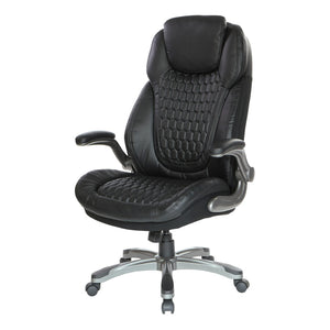OSP Home Furnishings Bonded Leather Executive Office Chair with Lumbar Support and Ergonomic Adjustable Seat Titanium ECH620867-EC3