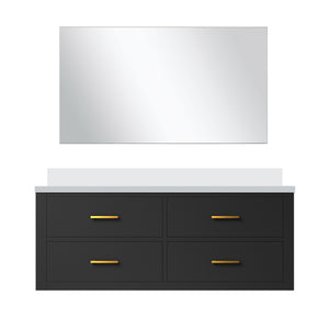 English Elm Black 48-Inch Single Bath Vanity With White Quartz Countertop & 43-Inch Frameless Mirror Set B2731S01447